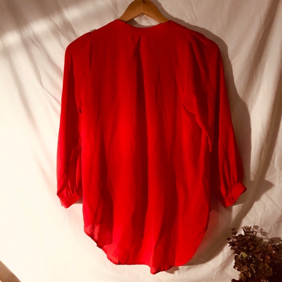 Madewell red long sleeve tunic blouse - Picture 6 of 13